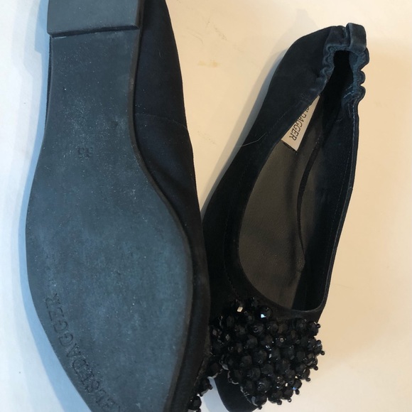 KELSI DAGGER LUVVY Black Suede Flats Crystal Heart - Picture 5 of 10